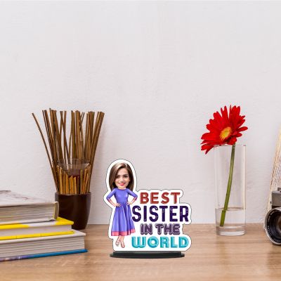 Personalized Caricature Photo Frame Best Gift For Birthday Gift for Brother, Sister Character Caricature Photo Frame Unique Design Gift for Raksha Bandhan (Best Sister In The World)